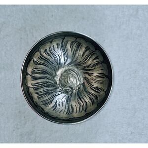 Vintage Studio A Home Silver Tone Metal Catchall Bowl – Etched Floral Pattern